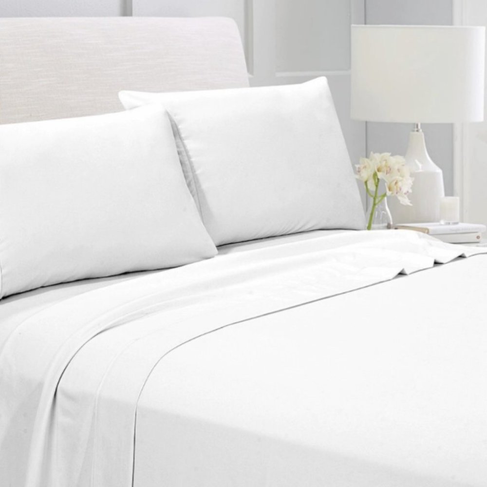 New 4-Piece Queen Microfibre Bedding Sheets WHITE